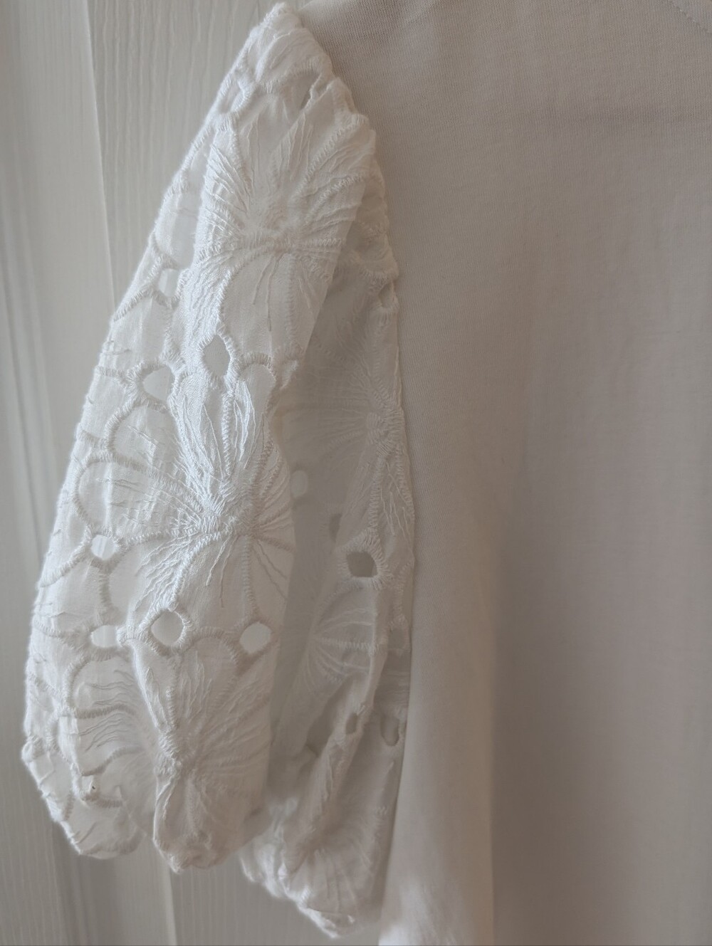 Adrianna Papell White Eyelet Puff Sleeve Top